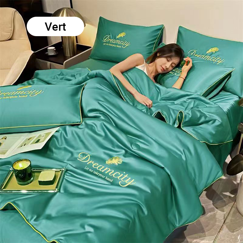 ❄️💕 VENTE DIRECTE USINE -50% ! Parure de Lit 4 Pièces en Velours Haut de Gamme – Douce, Respirante & Rafraîchissante (Tailles 1-2 Places)