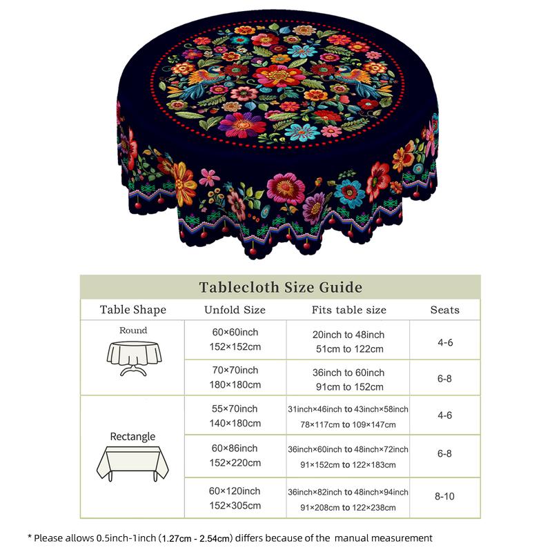 🔥Vente chaude🔥Nappe florale mexicaine avec bord festonné (50% de réduction)