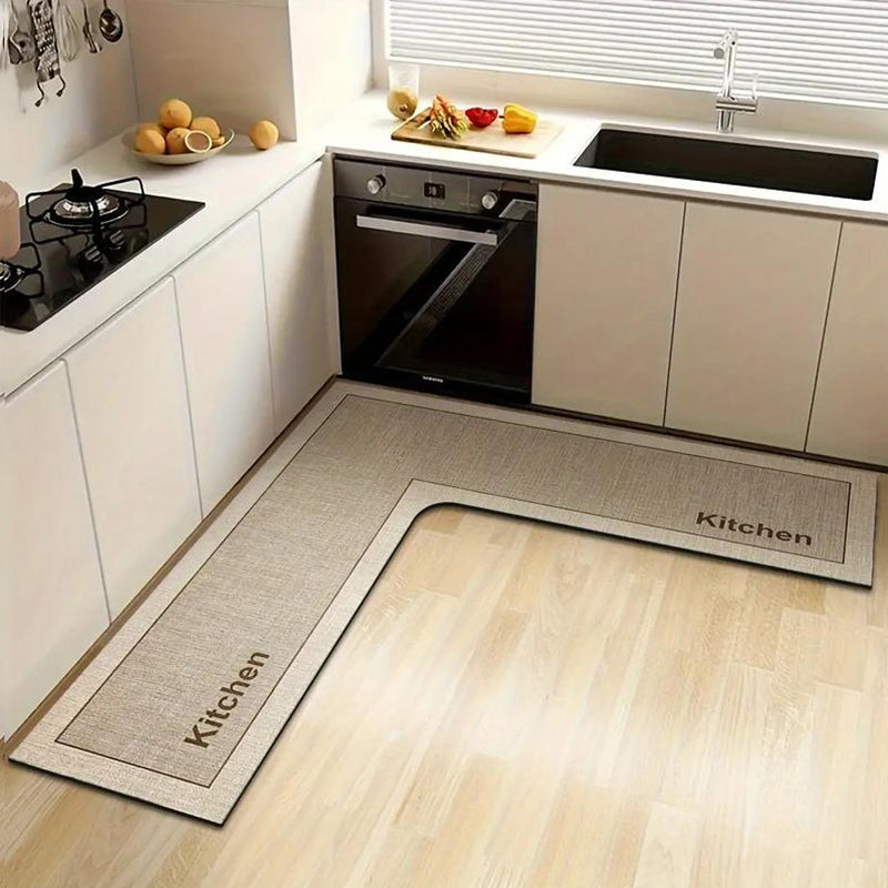 🎉50% DE RÉDUCTION ! 🧉💧 Tapis de Sol de Cuisine Antidérapant Séchage Rapide en L — Absorbe Eau & Huile, Ne Glisse Pas, Confort Optimal pendant la Cuisine. 🏠