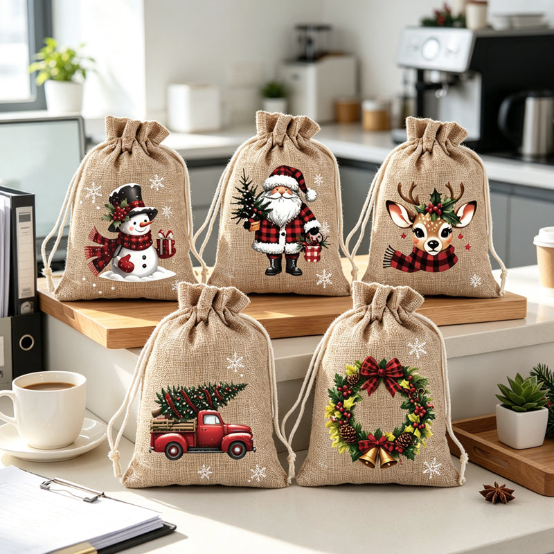🎅🎁 -62% ! 🎄Sacs Cadeaux de Noël à Cordon – Imprimés Festifs & Tissu Durable pour Emballage Chic et Réutilisable.