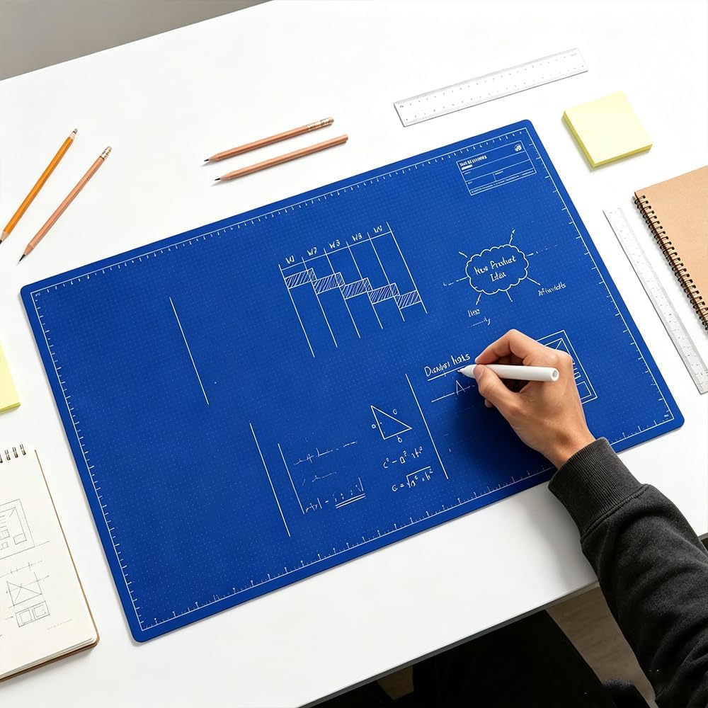 Grand Sous-Main de Bureau Réutilisable & Effaçable – Marqueur Inclus pour Prise de Notes
