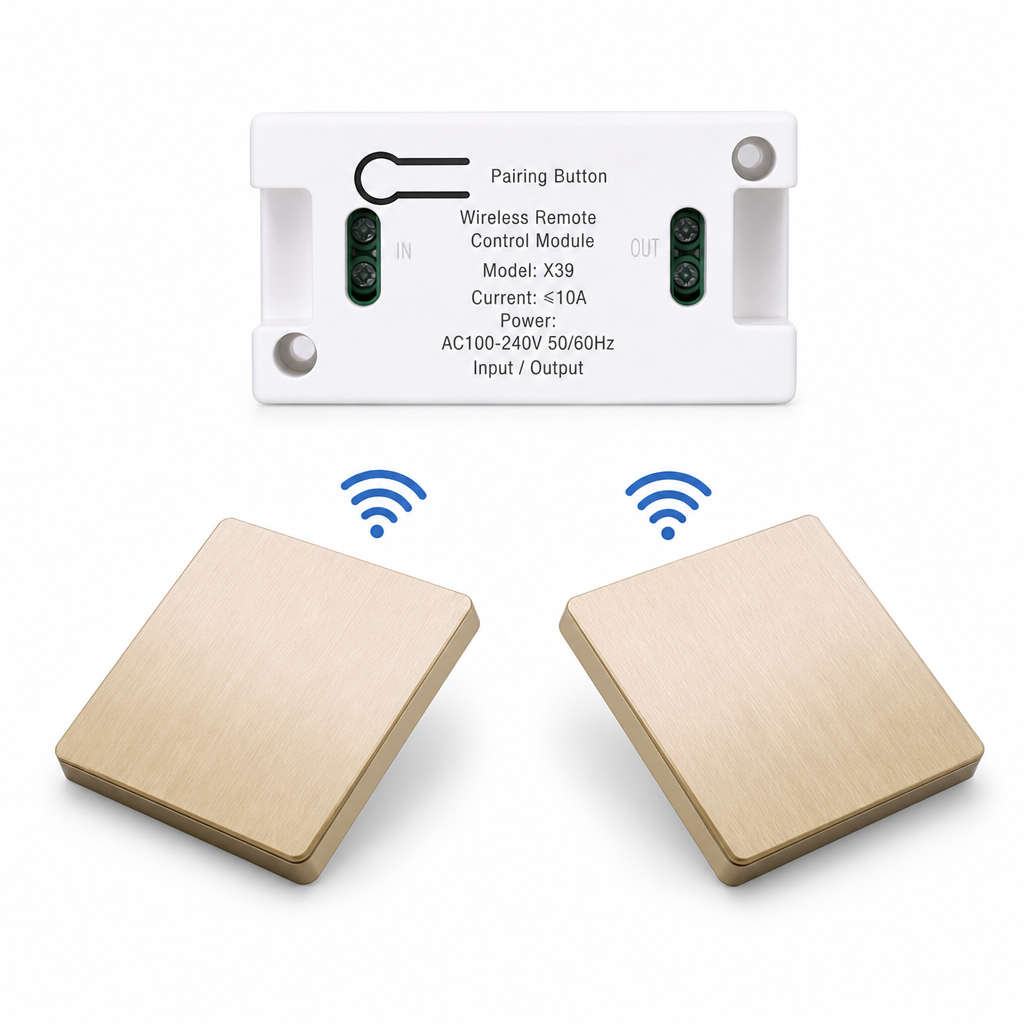 Kit d'interrupteur sans fil sans câblage avec interrupteur mural autocollant et récepteur pour lampes domestiques 220 V