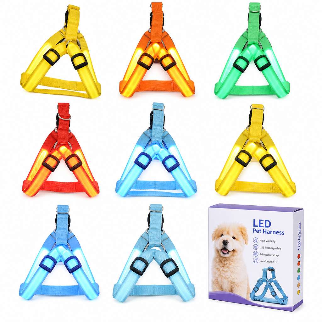 🥳 VENTE FLASH 2026 💞 50 000+ VENDUS ! ✨ Harnais pour chien LED réglable, lumineux et clignotant – Sangle de poitrine pour animal