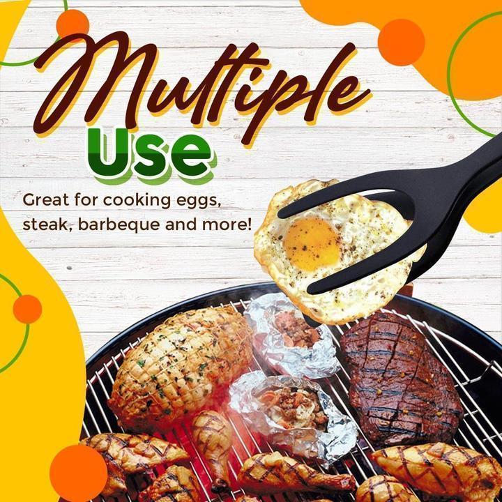 🍳✨ PROMO FLASH 55% ! Pince-Spatule 2 en 1 pour Cuisine – Embouts en Silicone Alimentaire, Antiadhésif, Résistant à la Chaleur, Poignée Longue Confy ✨