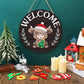 ⏰ Enseigne de Bienvenue Interchangeable avec Vache Highland Avec aimants saisonniers, chapeaux amovibles et accessoires