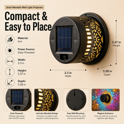 🌞 50 % DE RÉDUCTION MAINTENANT ! 🌀 Lampe solaire mandala – Projection de motifs époustouflants, design 2 en 1 pour sol et mur, étanche IP65, allumage/extinction automatique 🌿