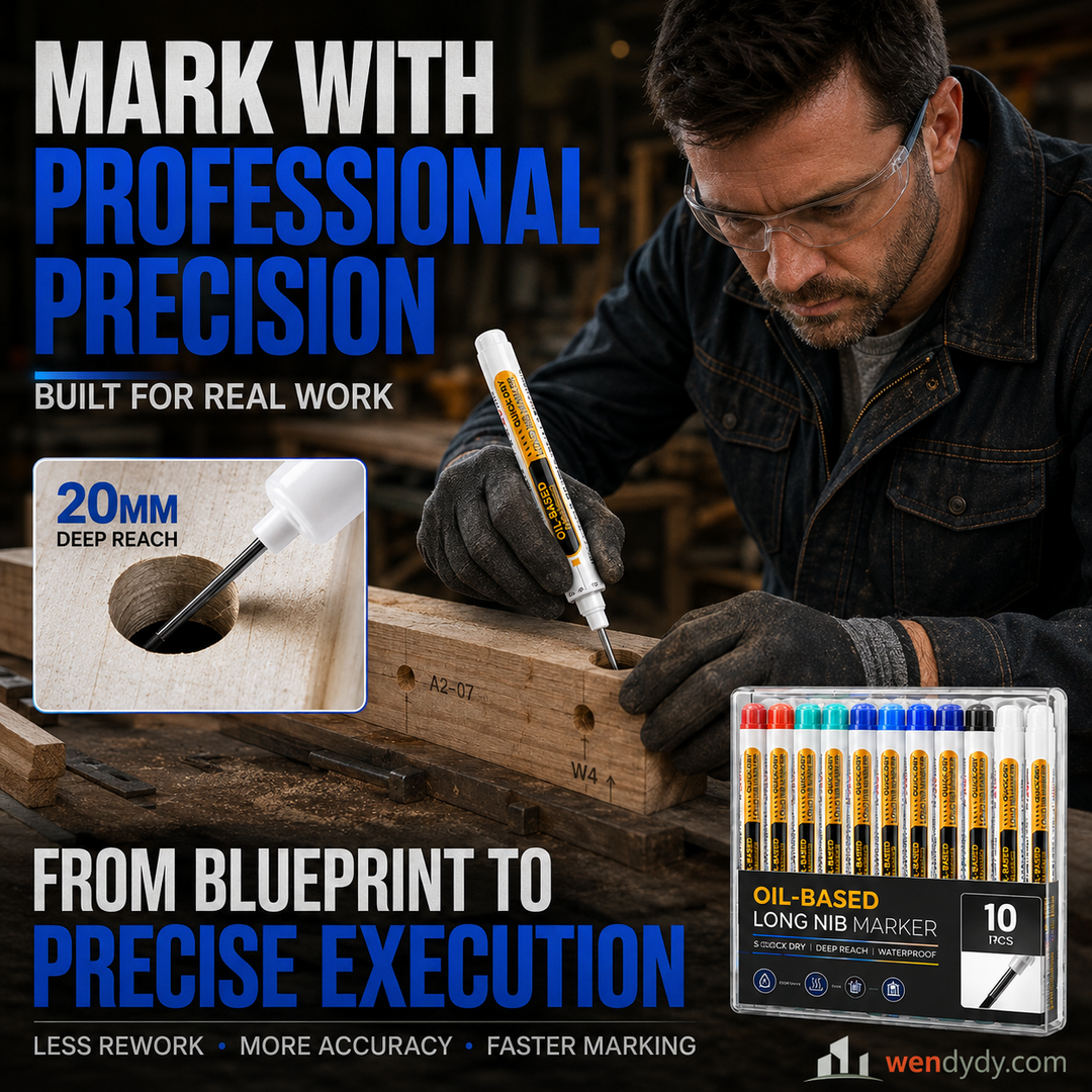 🔥‑50% PROMO FLASH✒️ Marqueur industriel pointe extra‑longue 20 mm, encre huile indélébile sans bouchon, multi‑surfaces atelier ✨🛠️