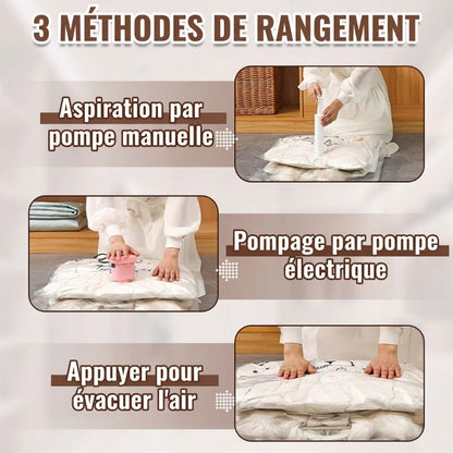 📢📢50% DE RÉDUCTION !! ⏰Sacs de Rangement Sous Vide Suspendus – Gain de Place, Réutilisables & Sans Pompe Nécessaire 👚🧳