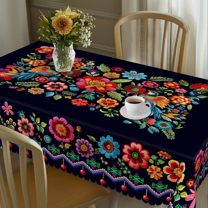 🔥Vente chaude🔥Nappe florale mexicaine avec bord festonné (50% de réduction)