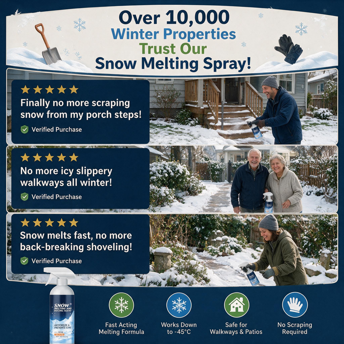 🧊 Produit hautement efficace pour faire fondre la neige et la glace ; adapté au déneigement de grandes surfaces et au dégivrage des véhicules.