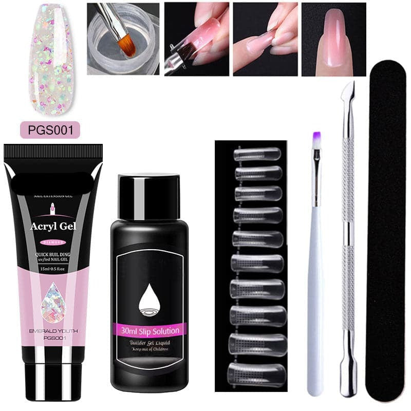 Gel d'extension cristal pour nail art (lot de 7)