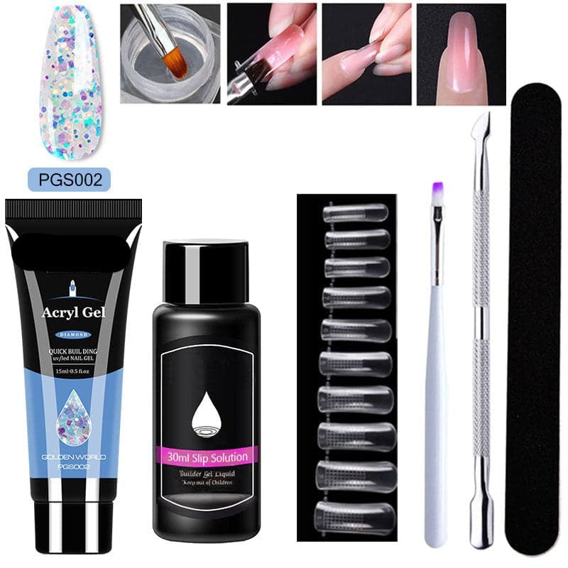 Gel d'extension cristal pour nail art (lot de 7)