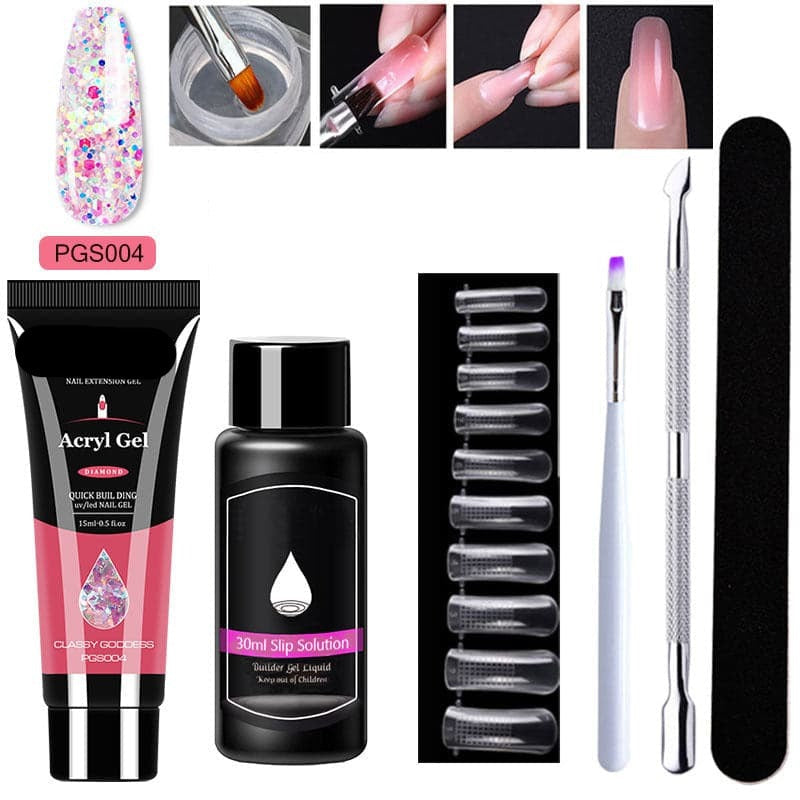 Gel d'extension cristal pour nail art (lot de 7)