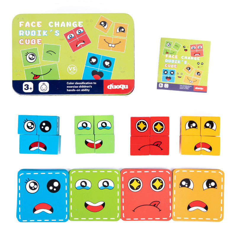 🎭 Puzzle 5D Changement de Visages - Jeu Familial Interactif, Stimule la Créativité et la Logique des Enfants 👨‍👩‍👧‍👦✨
