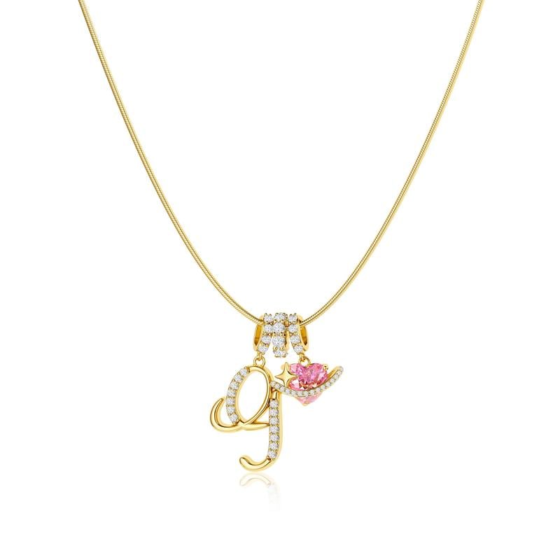 💖Dernier jour : 50 % de réduction ✨ Collier avec pendentif lettre de A à Z et trois breloques🎀