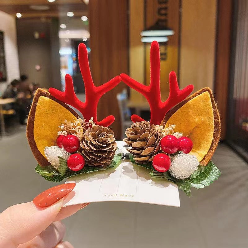 Vente chaude de noël- Barrettes de Noël en bois de renne