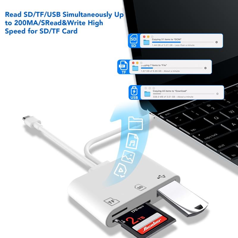 💥Lecteur de carte SD/TF/USB pour transfert instantané de fichiers entre appareils