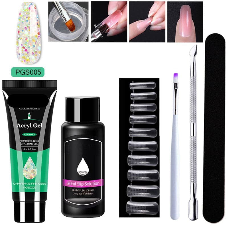 Gel d'extension cristal pour nail art (lot de 7)