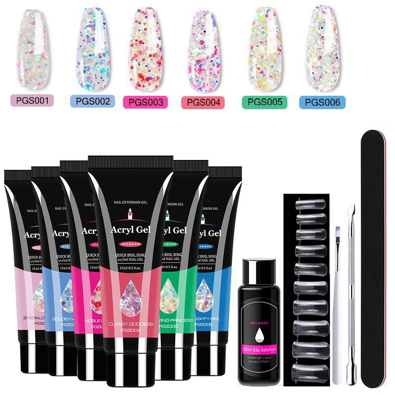 Gel d'extension cristal pour nail art (lot de 7)