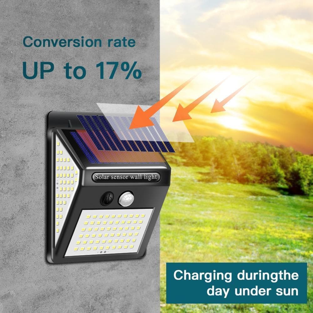 🌙 50% DE RÉDUCTION ! ✨ Applique Solaire Extérieure 140 LED – Détecteur de Mouvement, IP65, 10W Super Lumineuse 🔦