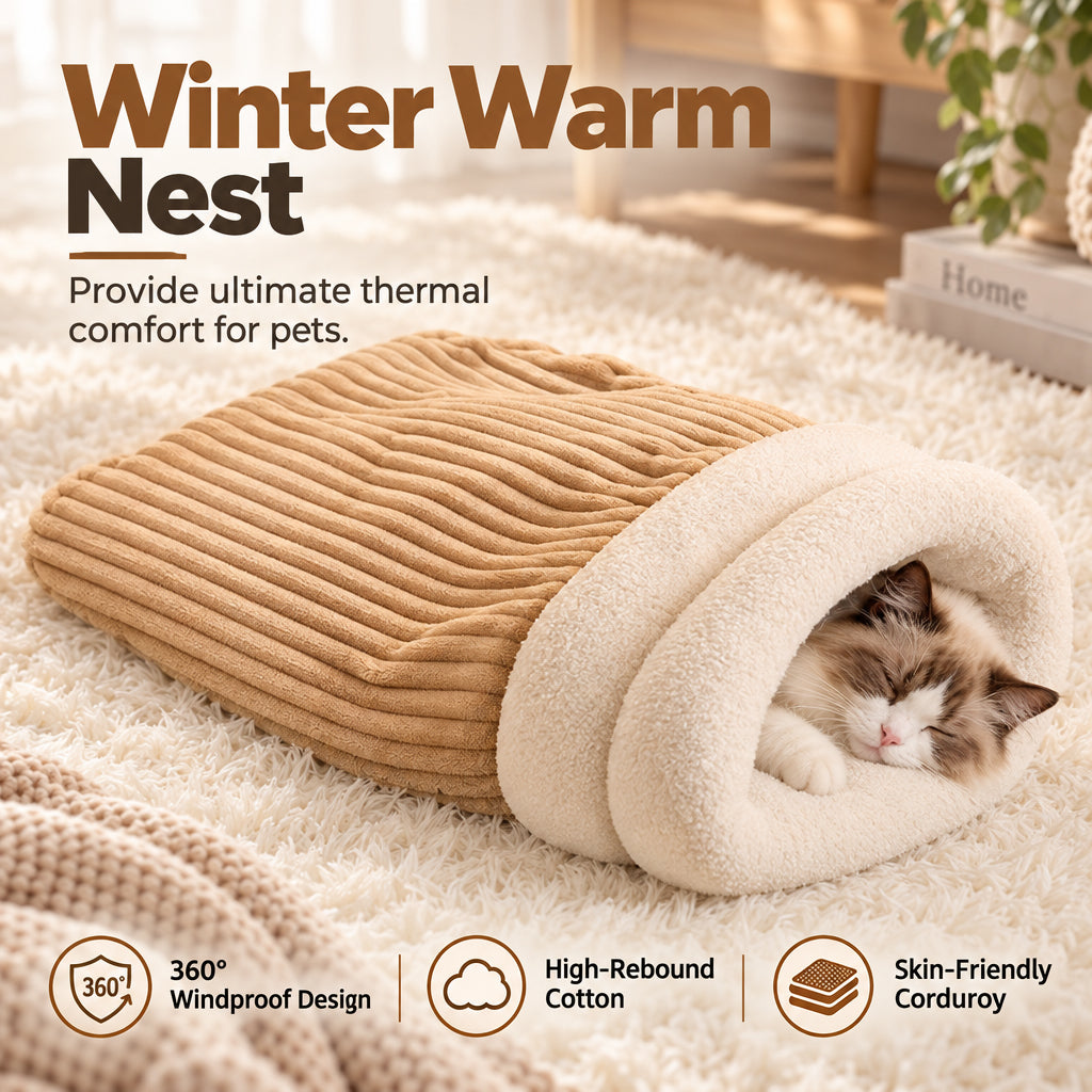 🔥⏰50% DE RÉDUCTION 🐱 Nid chat fermé épais chaud, peluche douce, parfait pour l’automne et l’hiver ❄️