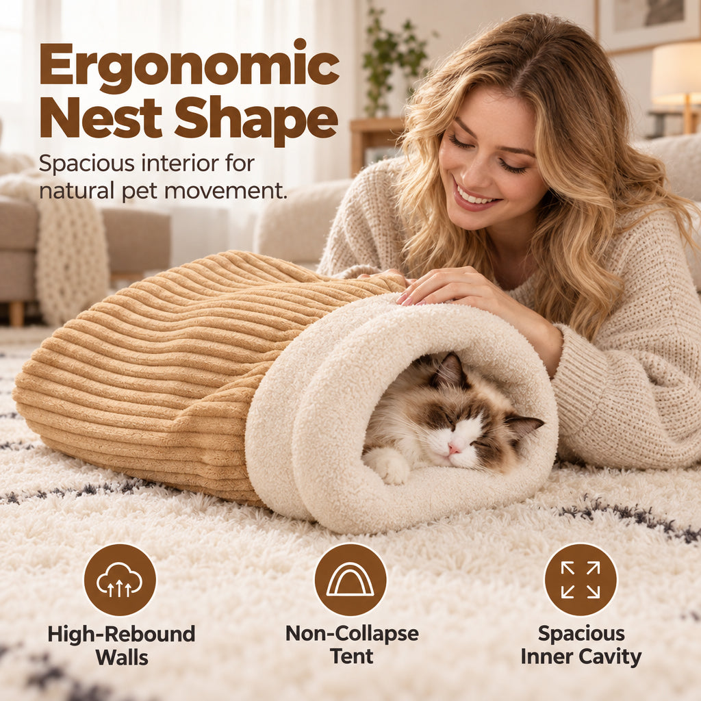 🔥⏰50% DE RÉDUCTION 🐱 Nid chat fermé épais chaud, peluche douce, parfait pour l’automne et l’hiver ❄️