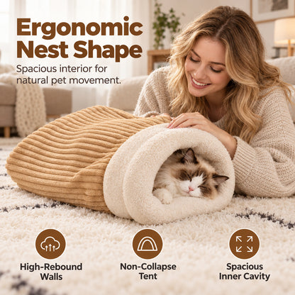 🔥⏰50% DE RÉDUCTION 🐱 Nid chat fermé épais chaud, peluche douce, parfait pour l’automne et l’hiver ❄️