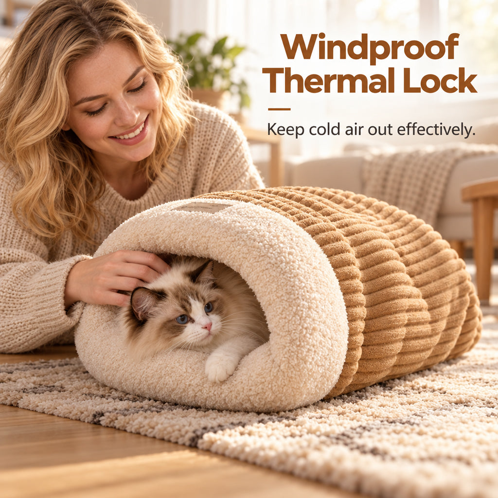 🔥⏰50% DE RÉDUCTION 🐱 Nid chat fermé épais chaud, peluche douce, parfait pour l’automne et l’hiver ❄️