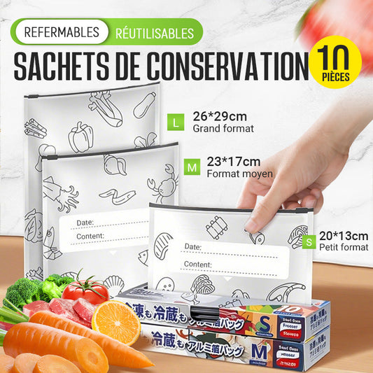 Sac de Conservation en Aluminium Reutilisable et Fermable 🥢🌍 - Parfait pour Stocker et Protéger Vos Aliments!