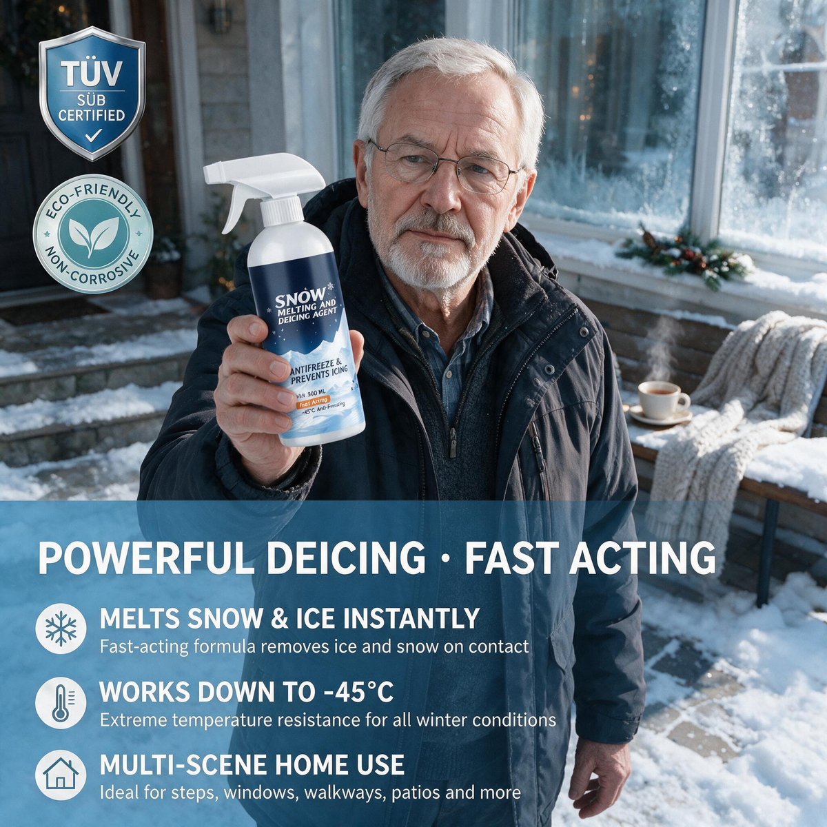 🧊 Produit hautement efficace pour faire fondre la neige et la glace ; adapté au déneigement de grandes surfaces et au dégivrage des véhicules.