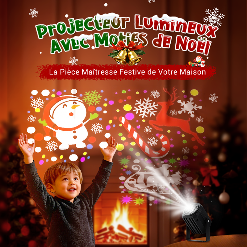 🎄 Promotion Exceptionnelle de Noël🎁Projecteur rotatif LED avec motifs de Noël