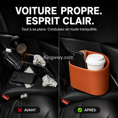🔥 50 % DE RÉDUCTION ! Porte-gobelet universel en cuir pour portière de voiture – Cuir PU haut de gamme, attache sécurisée & compatible avec bouteilles, smartphones et plus encore 🚗☕