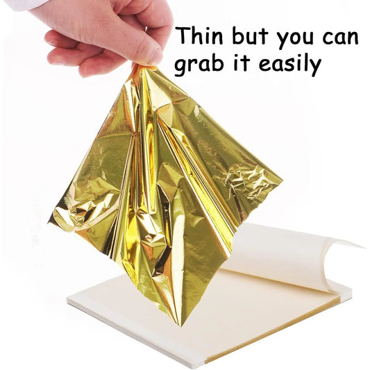 500 feuilles de métal doré imitation et feuilles métalliques pour l’art, la peinture en paillettes, la dorure, le bricolage et la décoration (9 cm x 9 cm)