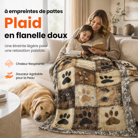 🐾 50% DE RÉDUCTION! 🛋️ Couverture en flanelle – Motifs pattes, douce & réconfortante ✨