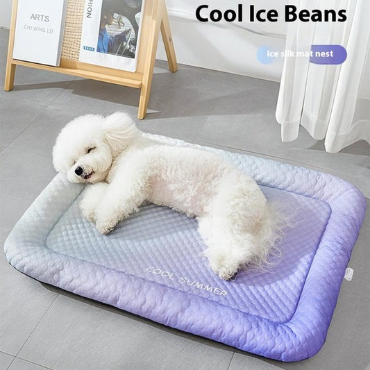 🐾❄️ PROMO -50% ! Tapis Rafraîchissant Chien Chat « Ice Silk » – Technologie Absorption Chaleur Supérieure, Rembourrage PP Nuage, Antidérapant, Facile à Laver · 3 Coloris · S à XL ✨