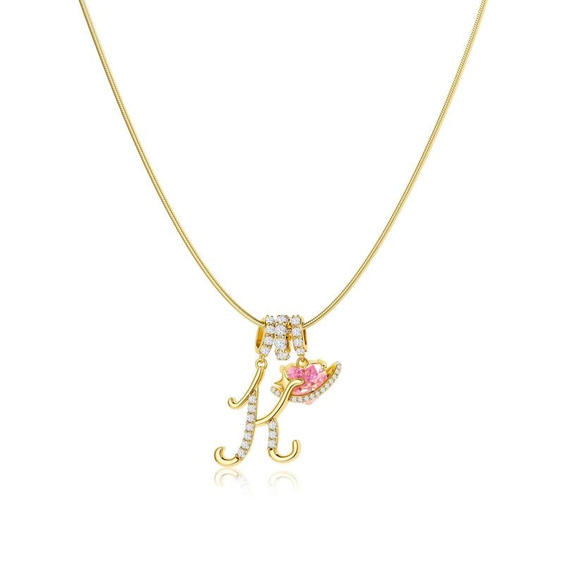 💖Dernier jour : 50 % de réduction ✨ Collier avec pendentif lettre de A à Z et trois breloques🎀