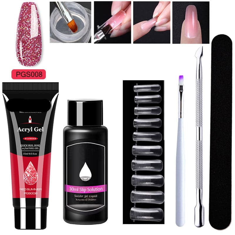 Gel d'extension cristal pour nail art (lot de 7)