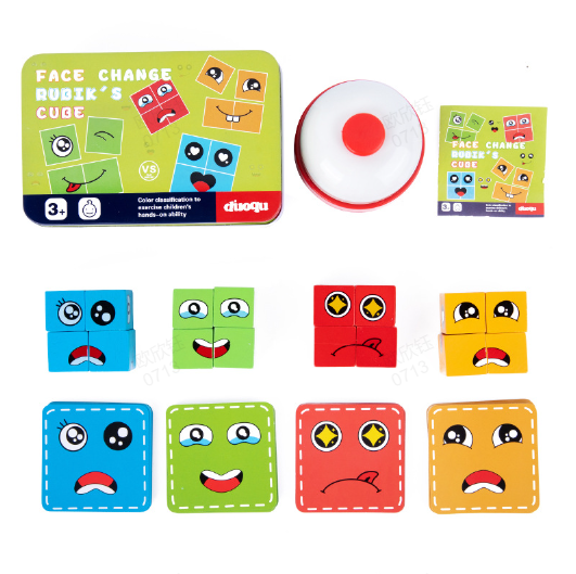 🎭 Puzzle 5D Changement de Visages - Jeu Familial Interactif, Stimule la Créativité et la Logique des Enfants 👨‍👩‍👧‍👦✨