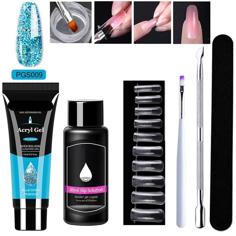 Gel d'extension cristal pour nail art (lot de 7)