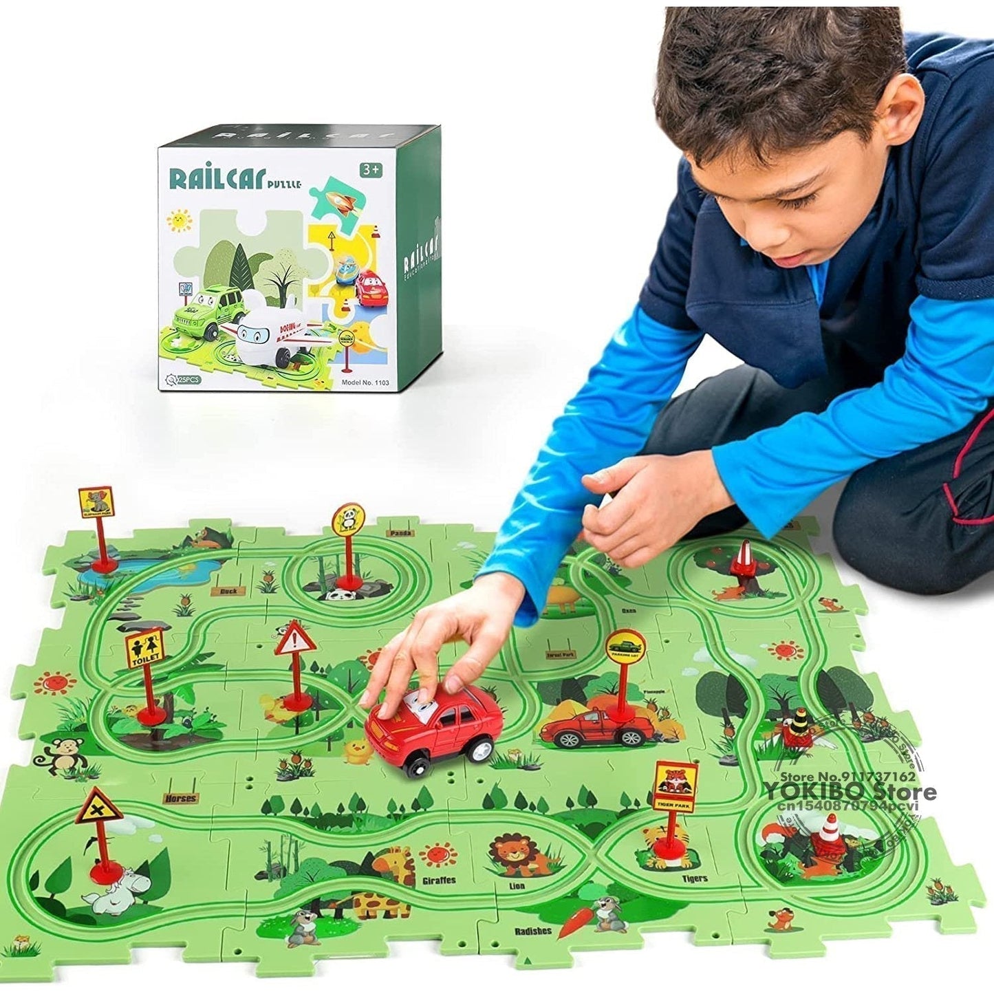 🔥Jeu de puzzle éducatif pour enfants Voiture sur rails🧩