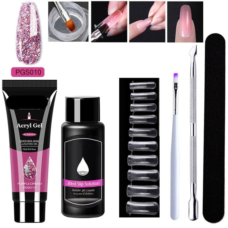 Gel d'extension cristal pour nail art (lot de 7)