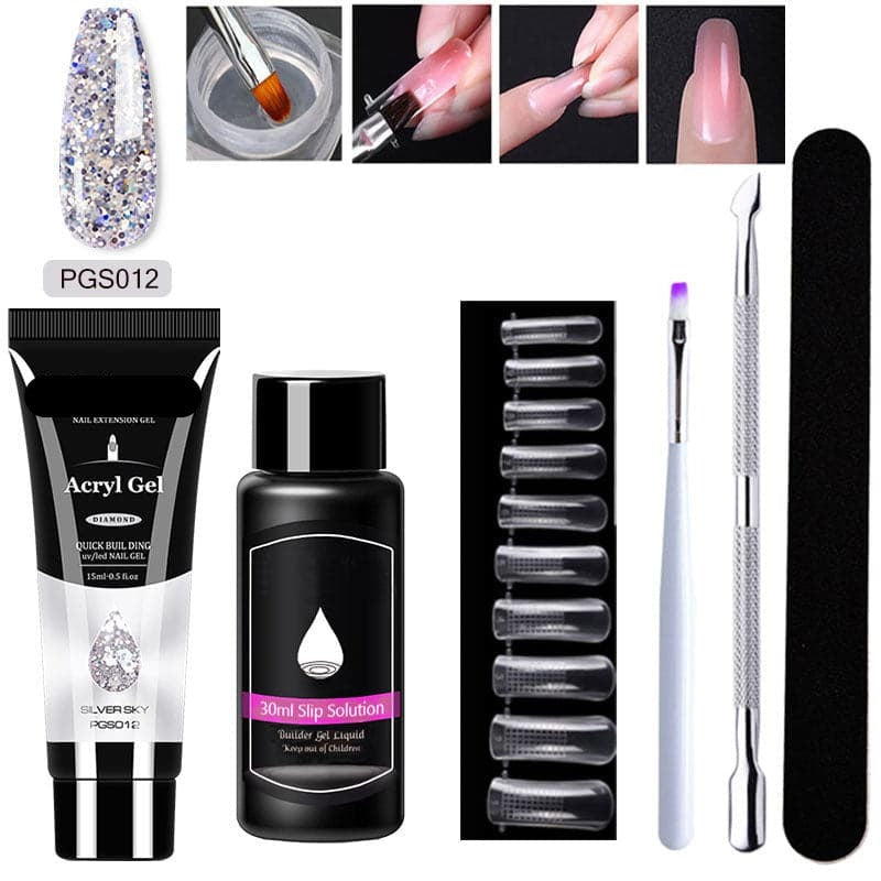 Gel d'extension cristal pour nail art (lot de 7)