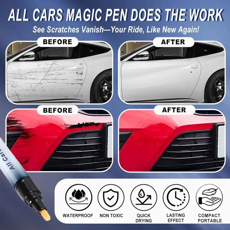 Stylo magique anti-rayures pour voiture – Retouche peinture DIY, réparation rapide & brillance restaurée | Essentiel portable pour tous véhicules | Éclat en quelques minutes | Incontournable 2026