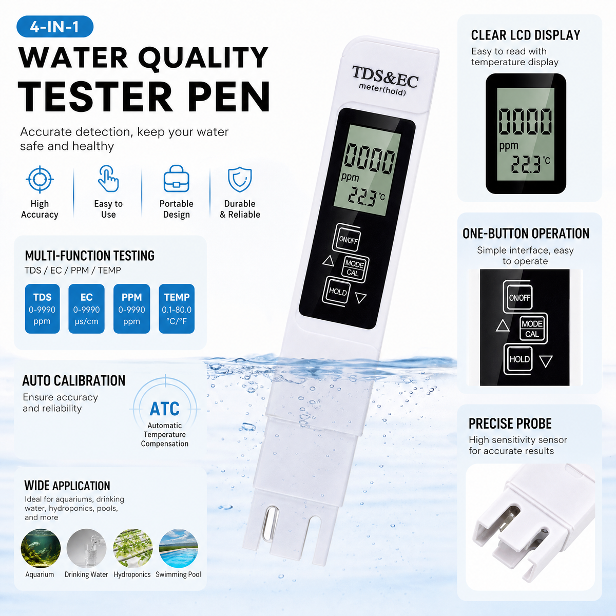 🌊💧 -50% ! 🚰Testeur numérique de qualité de l'eau, compteur TDS