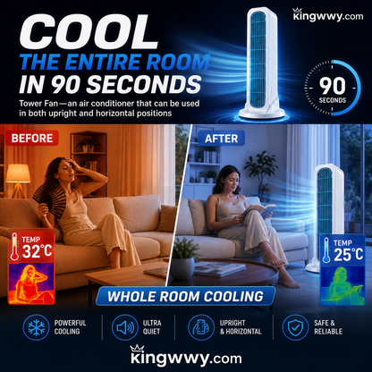 【Refroidit toute la pièce en 90 secondes】 Ventilateur colonne – un climatiseur utilisable en position verticale et horizontale