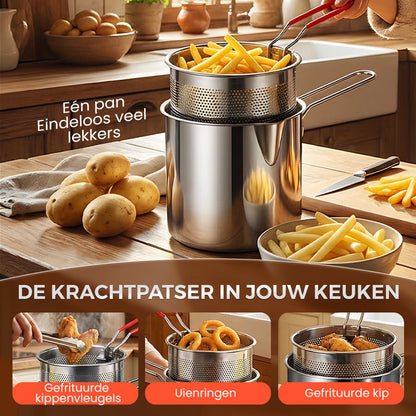 🔥 -50% ! 🍳 Friteuse Multifonction en Acier Inoxydable 304 – Certifié Alimentaire – Design Anti-Éclaboussures & Panier Filtrant pour Frites et Poulet 🥟