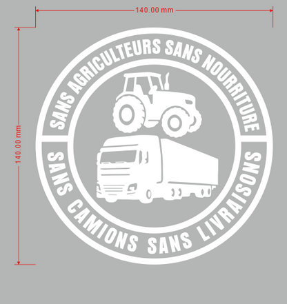 🎅Soldes de Noël 50 % de réduction💕🔥Sans agriculteurs, pas de nourriture, sans camions, pas de livraisons Autocollant en vinyle – Décalcomanie de 140 mm