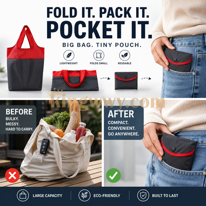 📢📢 50 % DE RÉDUCTION !! ⏰ Sac de courses pliable écologique – Grande capacité