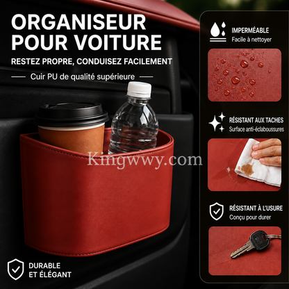 🔥 50 % DE RÉDUCTION ! Porte-gobelet universel en cuir pour portière de voiture – Cuir PU haut de gamme, attache sécurisée & compatible avec bouteilles, smartphones et plus encore 🚗☕