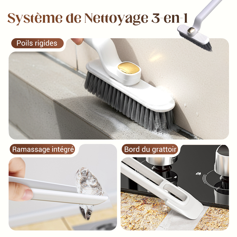 🎁VENTE DU DERNIER JOUR - 50 % DE RÉDUCTION🎁Brosse de nettoyage de crevasses rotative multifonction 3 en 1